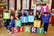 Bloomfield Community Association (BCA) at OFMDFM Bright Start Childcare Strategic Framework with Junior Ministers Jonathan Bell MLA, Jennifer McCann MLA and Playboard's Chief Executive Officer, Jacqueline O'Loughlin.
